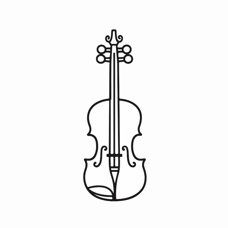 Vetor um desenho preto e branco de um violino