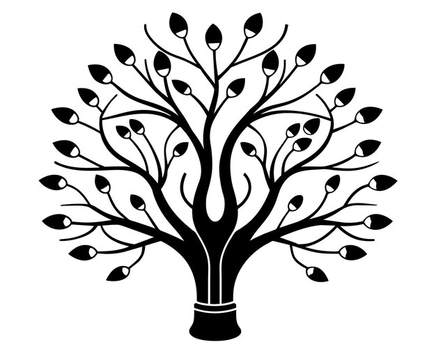 Vetor um desenho preto e branco de uma árvore com as palavras a palavra sobre ele