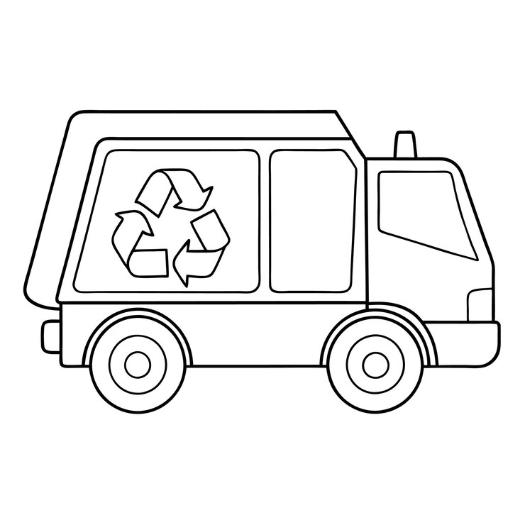 Vetor um desenho preto e branco de uma carrinha com um retângulo nele