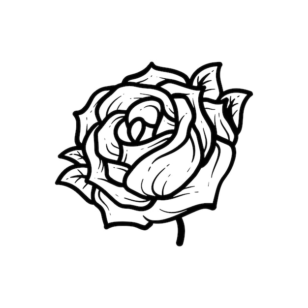 Vetor um desenho preto e branco de uma flor.