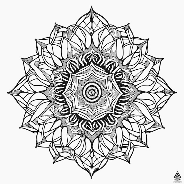 Vetor um desenho preto e branco de uma mandala com a palavra alquimia nela.