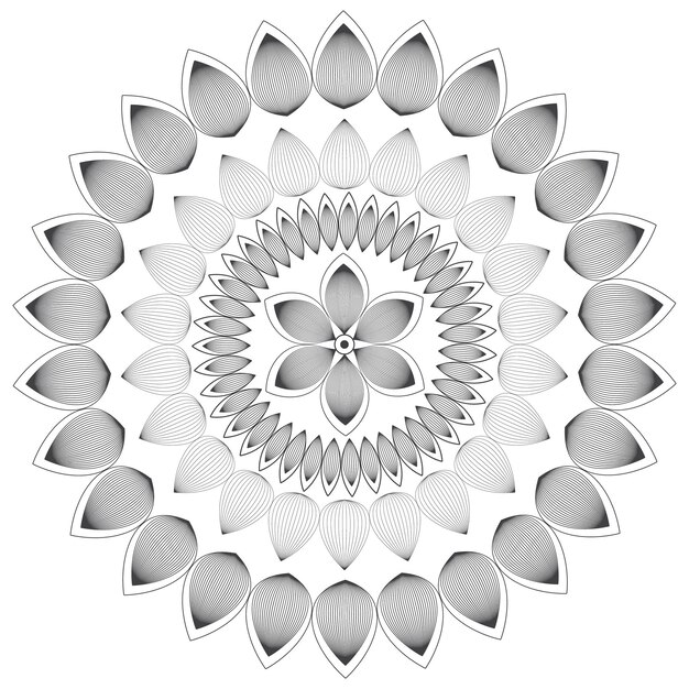 Vetor um desenho preto e branco de uma mandala