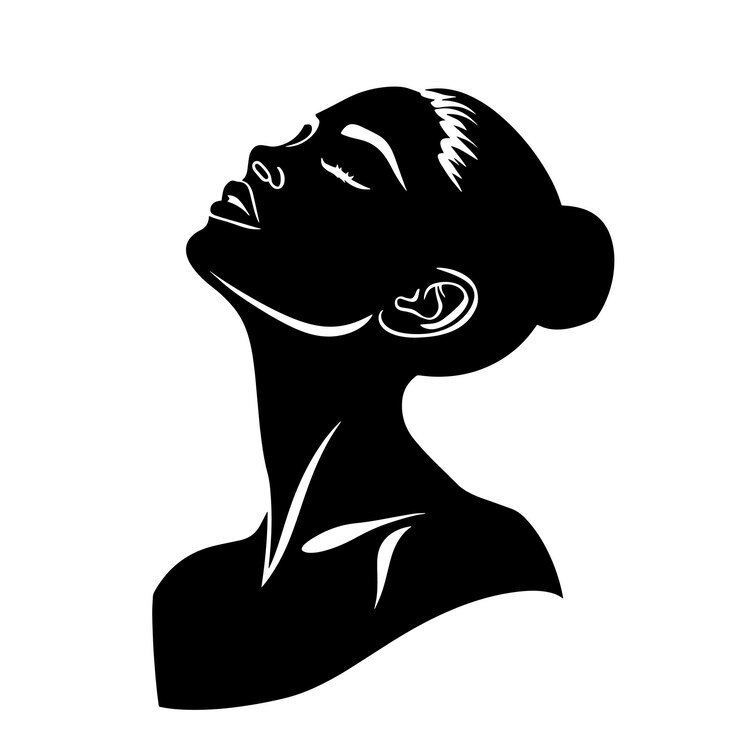 Vetor um desenho preto e branco de uma mulher com a palavra mulher nele