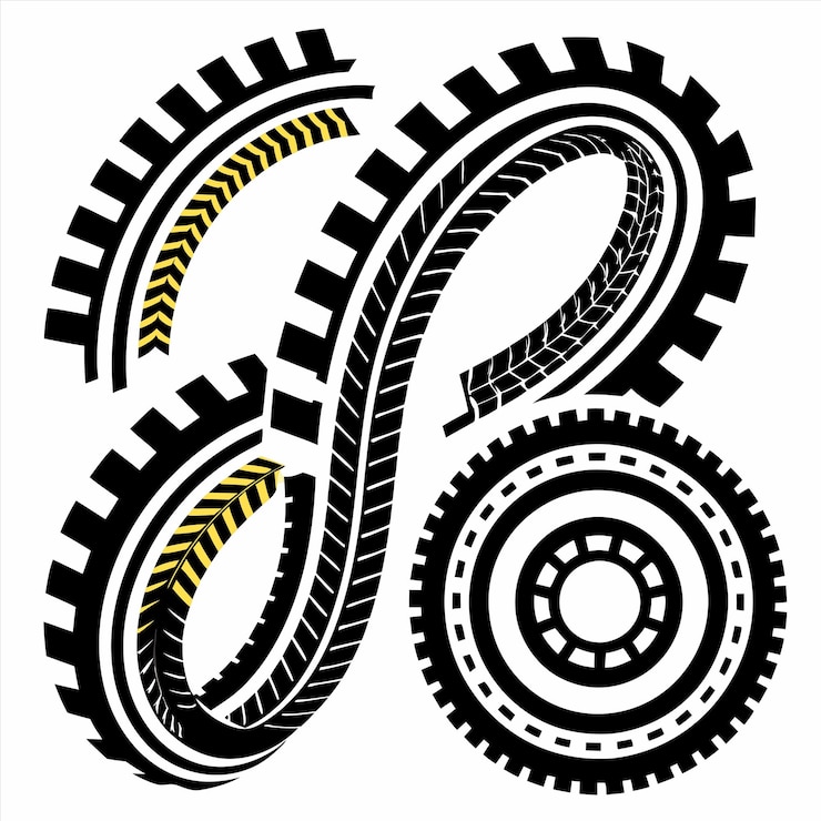 Vetor um desenho preto e branco de uma roda com o número 60