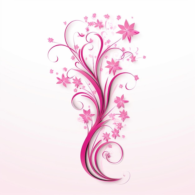 Vetor um desenho rosa e rosa com flores e borboletas