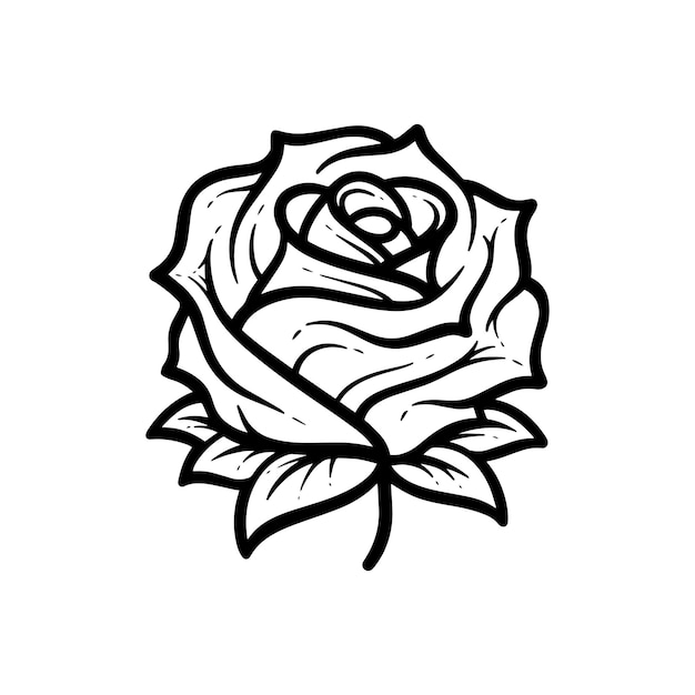 Vetor um desenho simples de uma rosa com um coração.