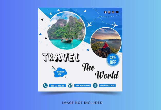 Vetor um design de cartaz de viagem para redes sociais