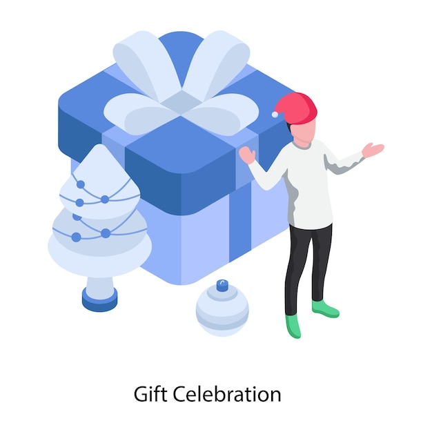 Um design de ilustração de caixa de presente de natal