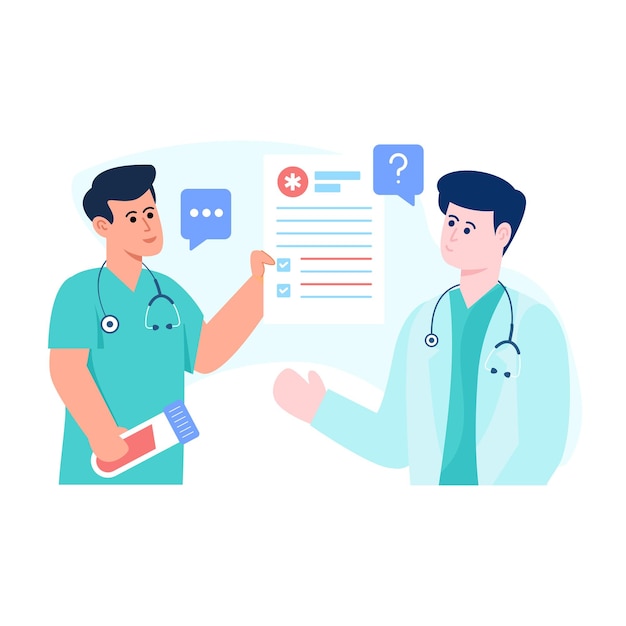 Um design de ilustração plana escalável de exame médico