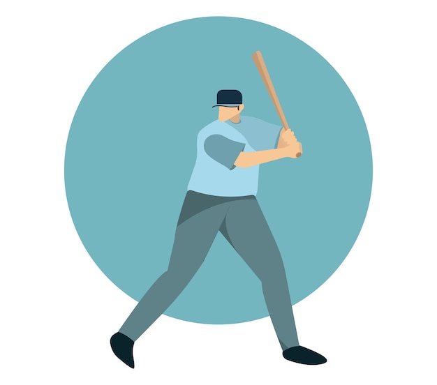 Um design plano de ilustração vetorial de jogador de beisebol