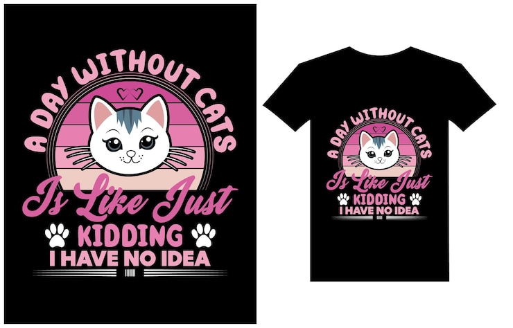 Vetor um dia sem gato é como uma brincadeira eu não tenho ideia de design de camiseta amante de gatos camiseta vintage