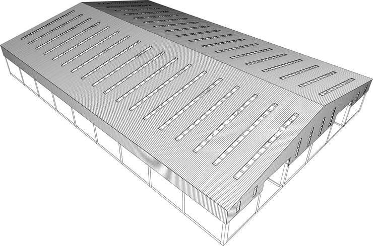 Vetor um diagrama de um telhado com o telhado de um edifício no meio.