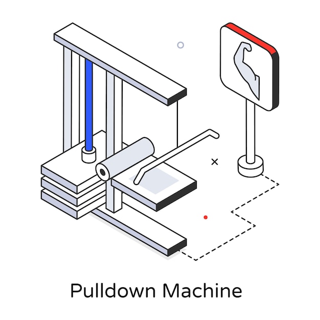 Um diagrama de uma máquina suspensa com um sinal no meio