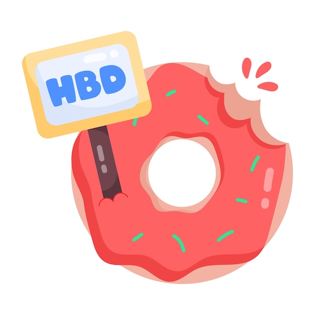 Vetor um donut com uma placa que diz aniversário