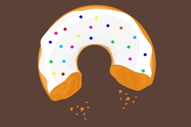 Um donut grande com recheio branco e granulado colorido