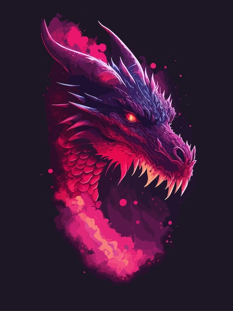 Vetor um dragão com nariz vermelho e nariz preto.