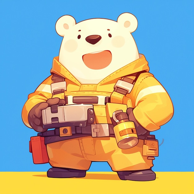 Vetor um eletricista urso com alma ao estilo de desenho animado