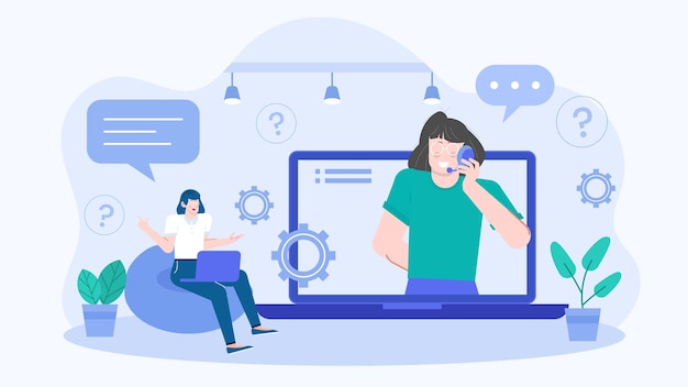 Um empresário é a interação com os clientes por telefone.