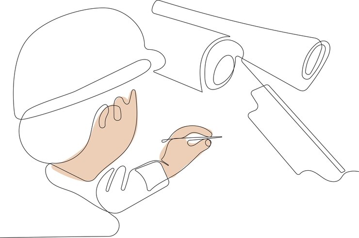 Vetor um engenheiro afro com capacete faz um cálculo.