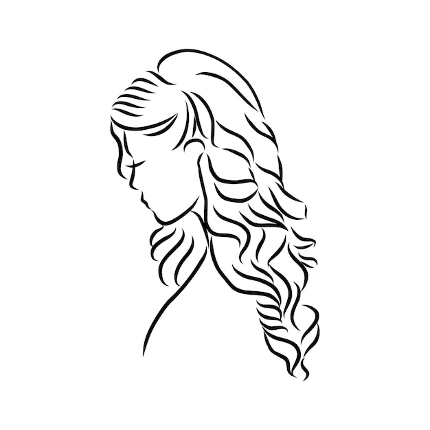 Um esboço de um penteado feminino. uma ilustração vetorial à mão livre.