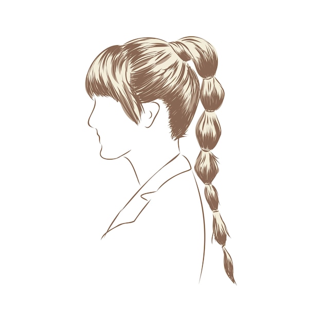 Vetor um esboço de um penteado feminino. uma ilustração vetorial à mão livre.