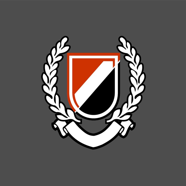 Vetor um escudo com uma faixa branca e um escudo preto e branco