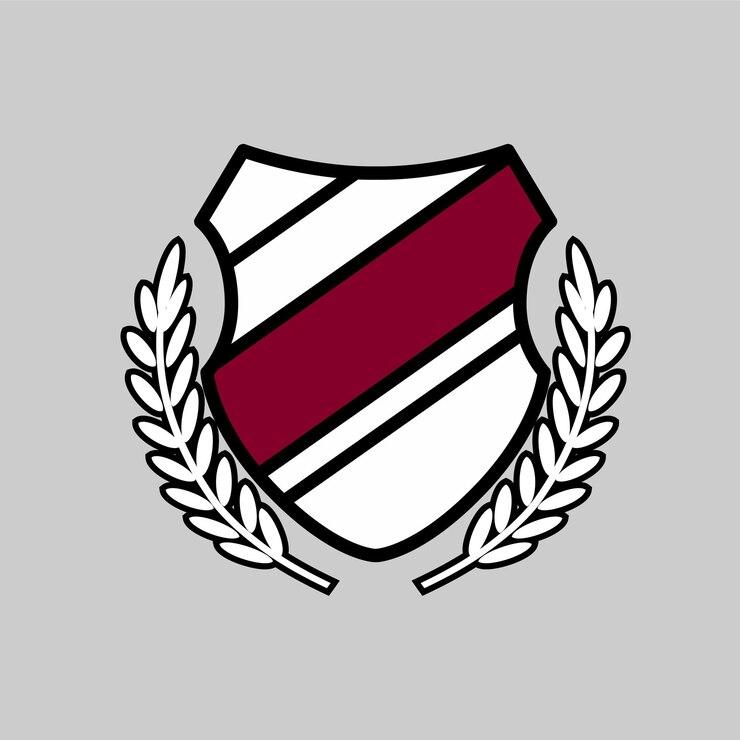 Vetor um escudo com uma faixa vermelha que diz a palavra