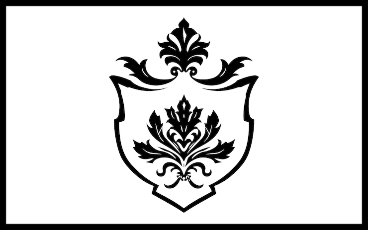 Vetor um escudo preto e branco com uma coroa e um brasão coroa medieval monarcas insígnia coroa jpg eps