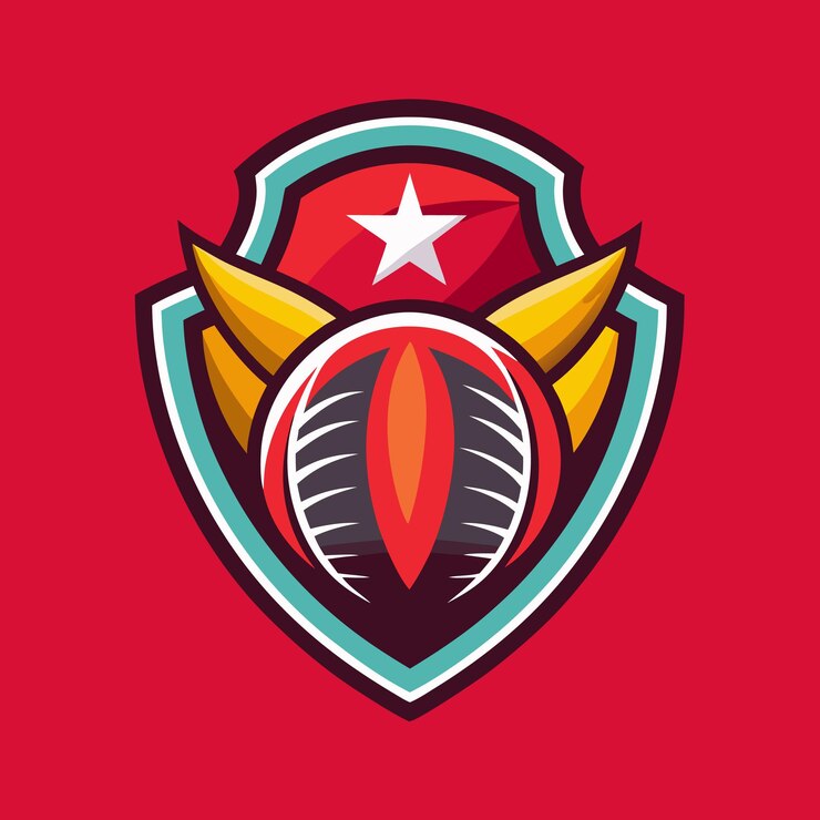 Vetor um escudo vermelho e verde com uma estrela nele
