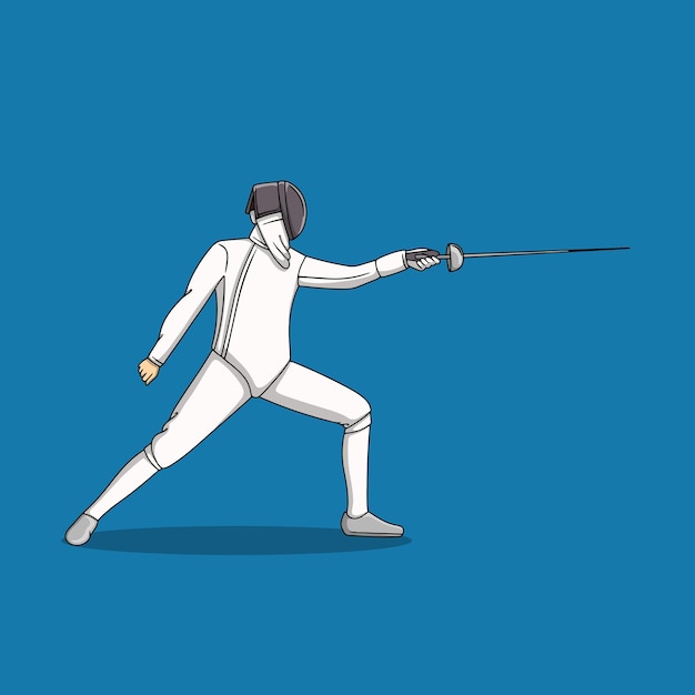 um esgrimista vestindo um coxo está segurando um rapier
