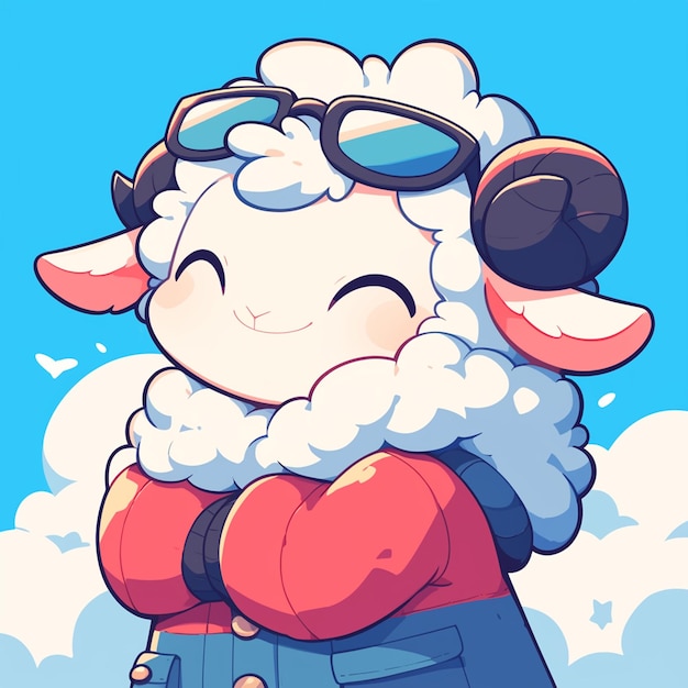 Vetor um estilo de desenho animado de piloto de ovelhas