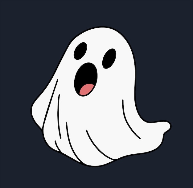 Um fantasma bonito isolado em fundo escuro vector illustrraiton decoração de halloween