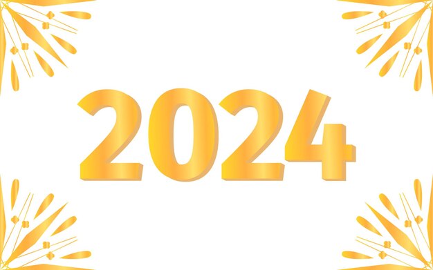 Vetor um feriado de 2024 ano novo cartão postal dourado com números dourados de fundo