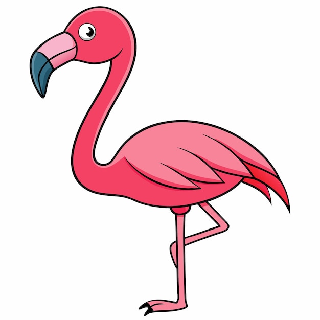 um flamingo rosa com um bico preto e um bico vermelho