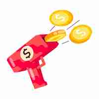 Vetor um foguete vermelho com um sinal de dólar que diz dólar