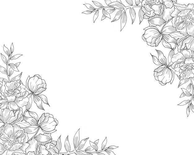 um fundo branco com flores e uma moldura com as palavras flores nele