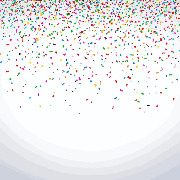 um fundo colorido com confete e um fundo branco