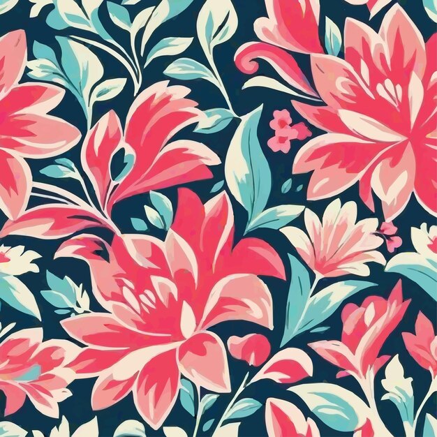 um fundo colorido com flores e folhas