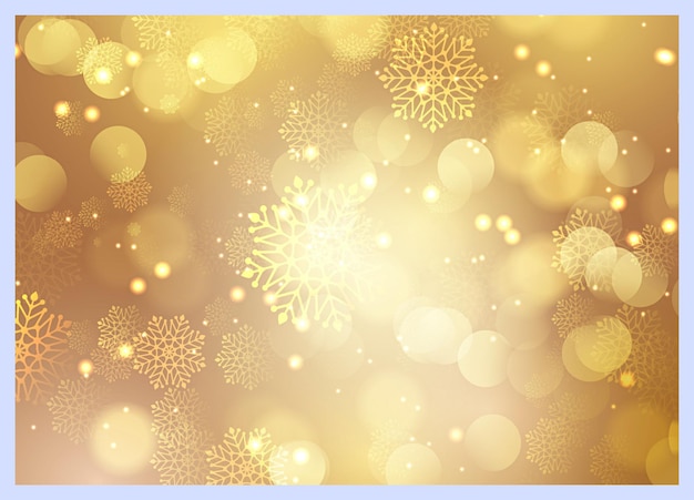 um fundo dourado com um padrão de flocos de neve e as palavras " Feliz Natal "