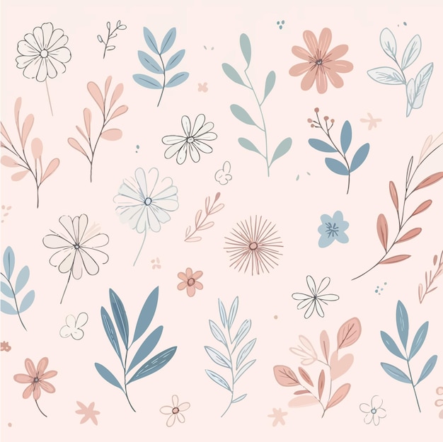 Um fundo floral minimalista desenhado à mão