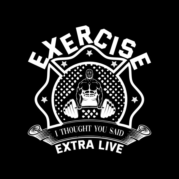 Vetor um fundo preto com um logotipo branco para exercícios, pensei que você disse ao vivo extra.