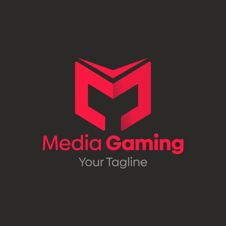 Vetor um fundo preto com um logotipo para videogames de mídia