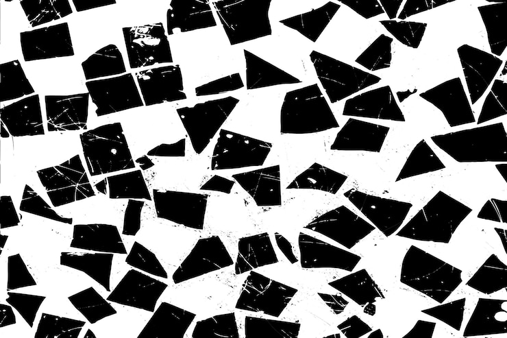 Vetor um fundo preto e branco com triângulos quebrados e as palavras "preto" na parte inferior.