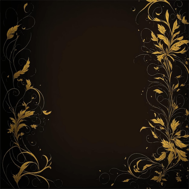 Vetor um fundo preto e dourado com uma borda floral