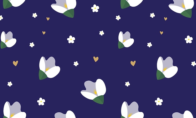 um fundo roxo com flores e corações