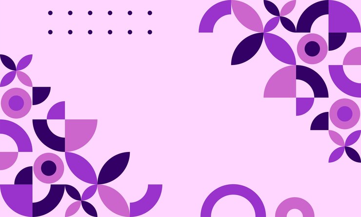 Vetor um fundo roxo com flores roxas e um ponto preto