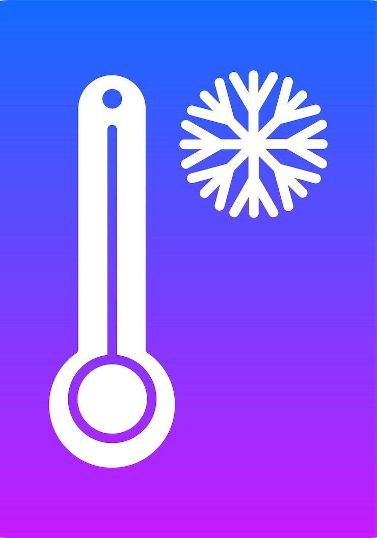 Vetor um fundo roxo e azul com um parafuso e um floco de neve
