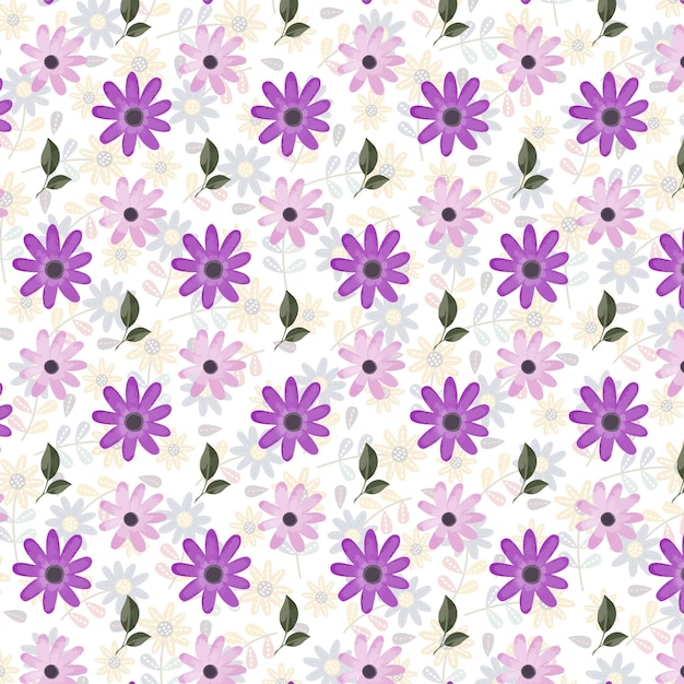 um fundo roxo e branco com flores e folhas roxas