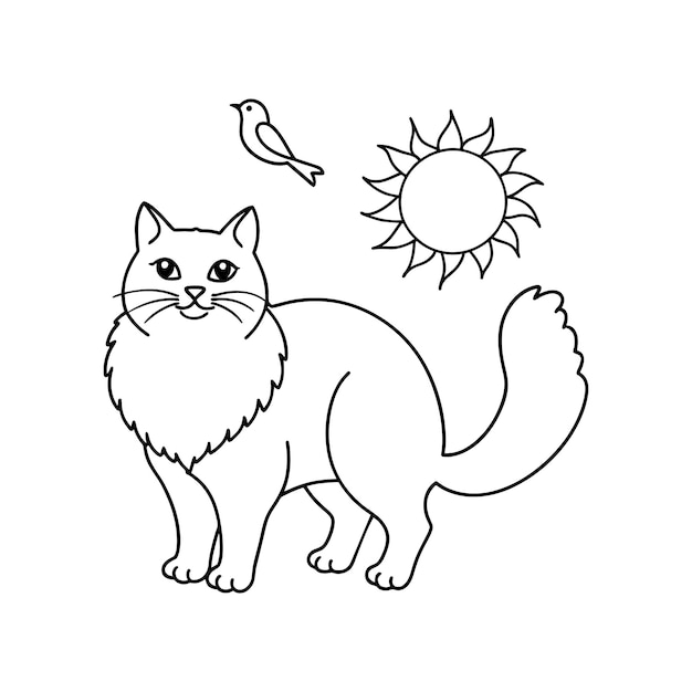 Um gato bonito desenhando estrelas e galáxias vetoriais incorporadas ao seu projeto