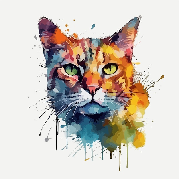 Um gato com um rosto colorido é mostrado.